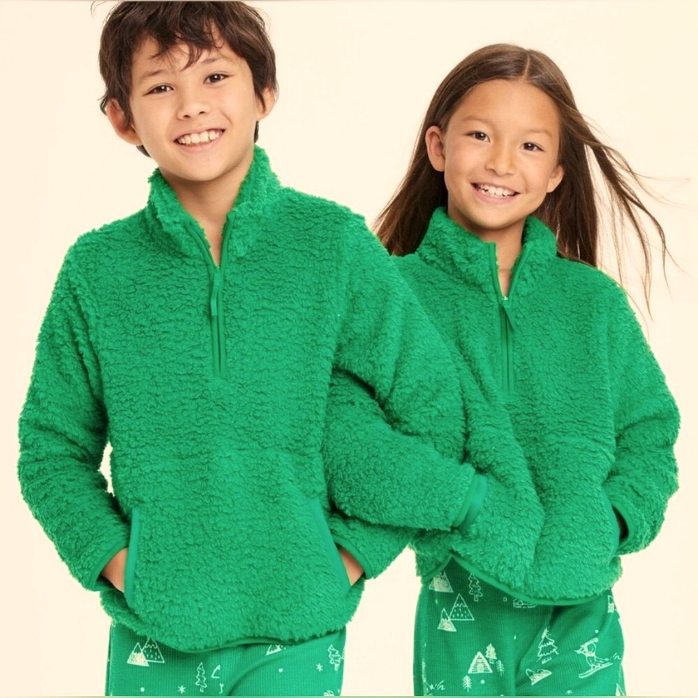 Wondershop Kids Green Faux Shearling Half Zip Pullover NWT‎